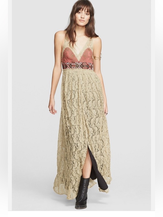 Free People Dresses & Skirts - $420 FREE PEOPLE Sz 6 CRUSHED GOLD PARTY EMBELLISHED DRESS BLACKENED GOLD Boho